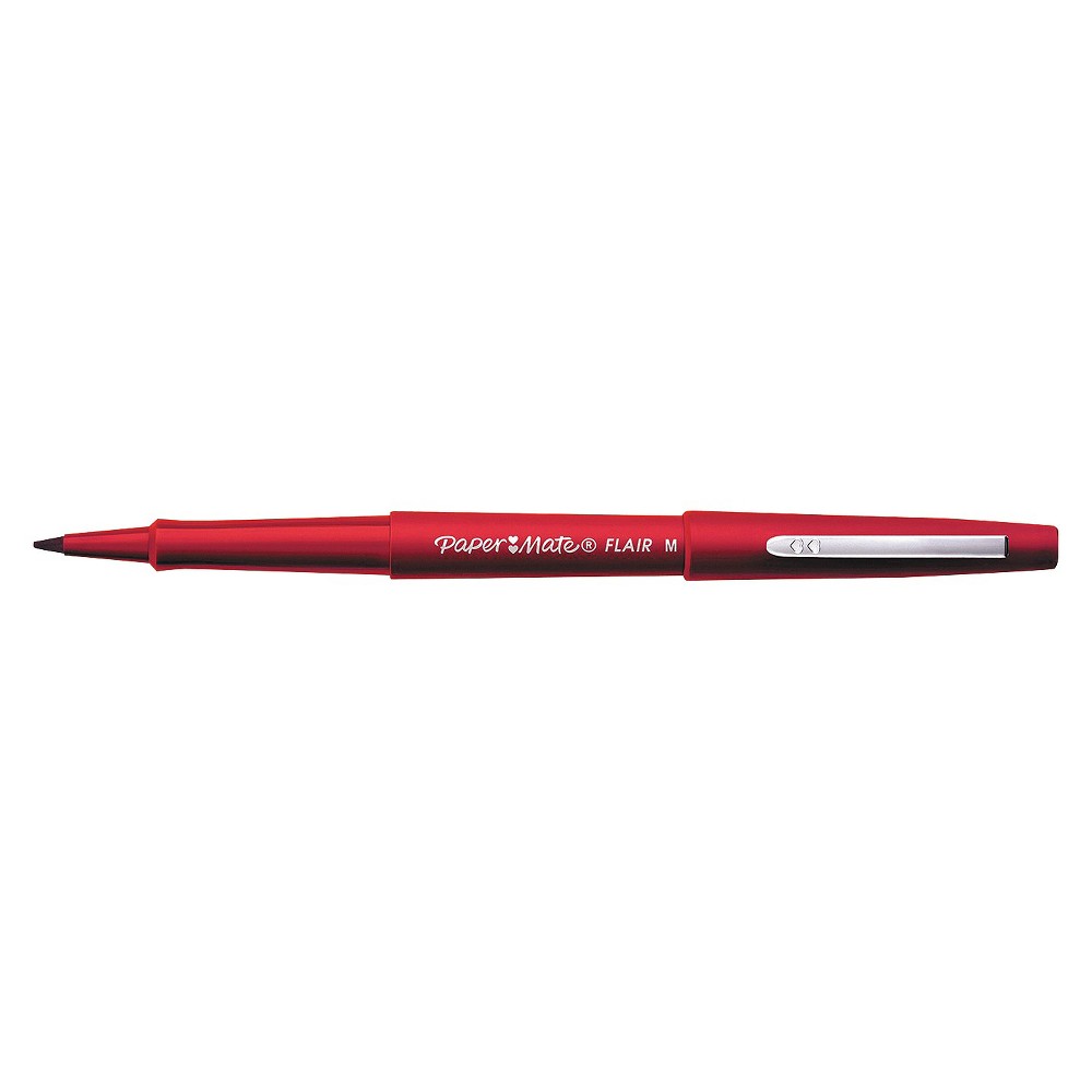 Paper Mate Flair Felt Tip Marker Pen, Red Ink, Medium, 36 per Box