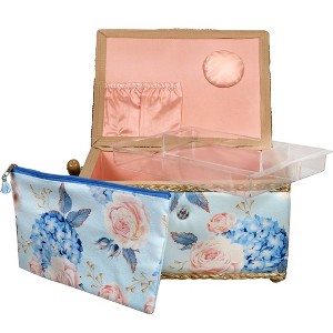Singer L Sewing Basket Hydrangeas Print with Matching Zipper Pouch - 1 of 4