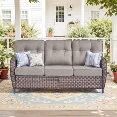 Buenhomino Patio Wicker Chairs Swivel Rocker - Rocking Outdoor Chair Set of 2, 360 Degree Patio Swivel Glider Chair with All-Weather Thicked Cushion