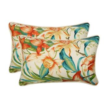 Botanical Glow Outdoor 2pc Throw Pillow Set - Blue - Pillow Perfect