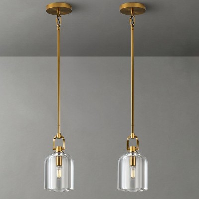 2PC-Crystal Hemisphere Pendant Light - Bell-shaped