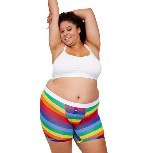 TomboyX 6 Fly Boxer Briefs Underwear, Cotton Stretch Comfortable Boy  Shorts (XS-6X) Rainbow Pride Stripes Small