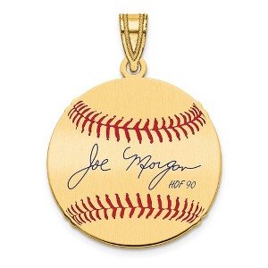 Black Bow Jewelry 14K Gold Plated Joe Morgan Signature SM Enamel Baseball Pendant - 1 of 4