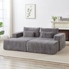 87" Oversized Sectional Lounge Chaise Sofa, Plush Corduroy Fabric Cloud Loveseat with 2 Removable Footstools, No Assembly Required - 4 of 4