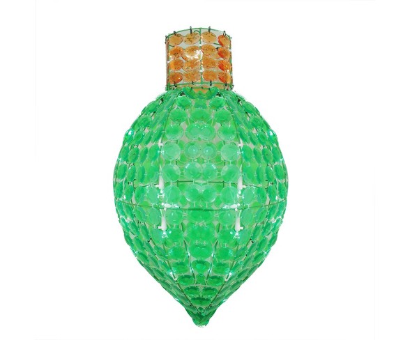 LB International 23" LED Lighted Green and Amber Faceted Finial Light Bulb Christmas Outdoor Decoration