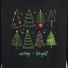 Women's - Instant Message - Christmas Trees Lightweight French Terry Wide Neck Long Sleeve Graphic Shirt - 2 of 4