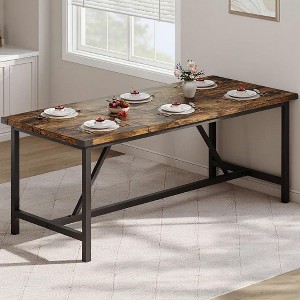 GustoWave 70.87 Inch Large Farmhouse Dining Table, with Wood Grain Engineered Panels - 1 of 4