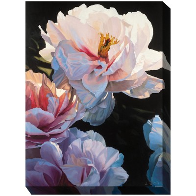 Cottage Garden West of The Wind Blushing Beauty Blue, White, Black 30 x 40 Inch Waterproof Gallery Wrapped Canvas, Outdoor Garden, Yard, Patio All