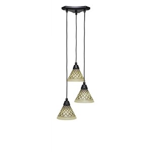 Toltec Lighting Europa 3 - Light Pendant in  Matte Black with 7" Chocolate Icing Shade - 1 of 1