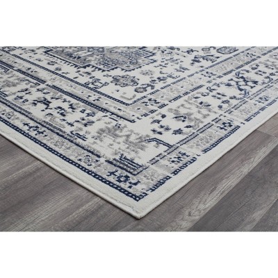 Glacial Sundara Blue and White Floral Synthetic 5' x 7' Area Rug