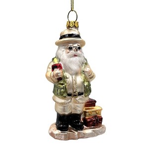 Adventurous Safari Santa Handblown Glass Ornament, African Jungle Explorer Travel Themed Christmas Decor| OrnamentallyYou - 1 of 4