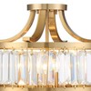 Possini Euro Design Prava 16 1/2" Traditional Semi Flush-Mount Ceiling Light Fixture Kitchen Foyer Hallway Drum Round Brass Finish Crystal Bedroom - 3 of 4