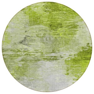 Artichoke Green And Lime Green Abstract Washable Indoor Outdoor Area Rug - 1 of 4