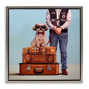 Stupell Industries Funny Service Human Dog Floating Frame Canvas Art - 1 of 4