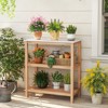 Tangkula 3-Tier Patio Garden Potting Bench Table w/ Acacia Wood 2 Slatted Shelves - 2 of 4