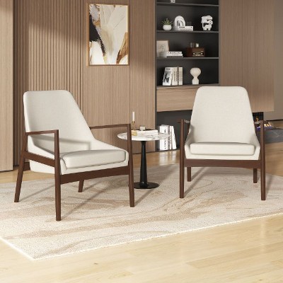 CAVINAS PU Leather Accent Chair, Armchair with Solid Wood Frame, Ergonomic Lounge Chair for Living Room or Office
