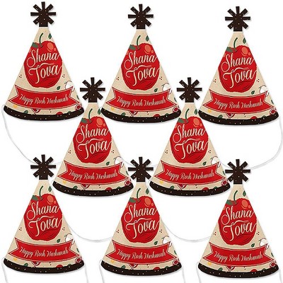 Big Dot of Happiness Rosh Hashanah - Mini Cone Jewish New Year Hats - Small Little Party Hats - Set of 8