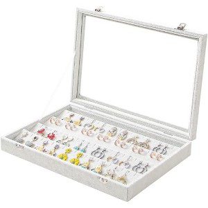 Black Velvet Jewelry Display Tray with Lid, Organizer Storage Case for Necklaces, Bracelets, Rings, and Beads - 1 of 4