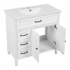 Bathroom Vanity With Ceramic Sink,Storage Cabinet,Bathroom Storage Cabinet With 3 Drawers,Solid Wood Legs And 2 Doors -Maison Boucle - 4 of 4