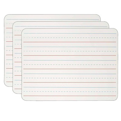 3pk Magnetic Dry Erase Boards 2-Sided Plain/Lined - Charles Leonard