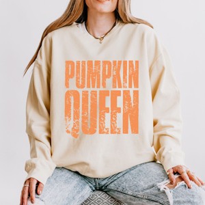Simply Sage Market Pumpkin Queen Distressed Lightweight Garment Dyed Sweatshirt - 1 of 4