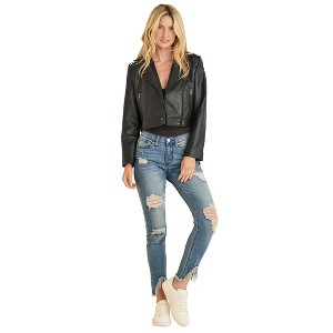 VENUS Womens Faux-Leather Moto Jacket - 1 of 4