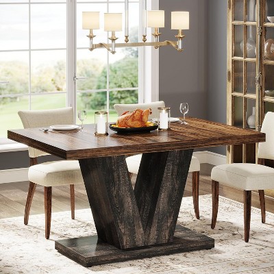 Rustic Black and Brown Reclaimed Wood Dining Table, 47-Inch