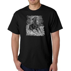 LA Pop Art Men's Word Art T-shirt - POPULAR HORSE BREEDS - 1 of 4