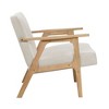 Fabric Upholstery Solid Rubberwood Contemporary Wood-Arm Accent Chair with Dacron Foam Seat, Attached Cushions and Natural Finish Frame - 3 of 4