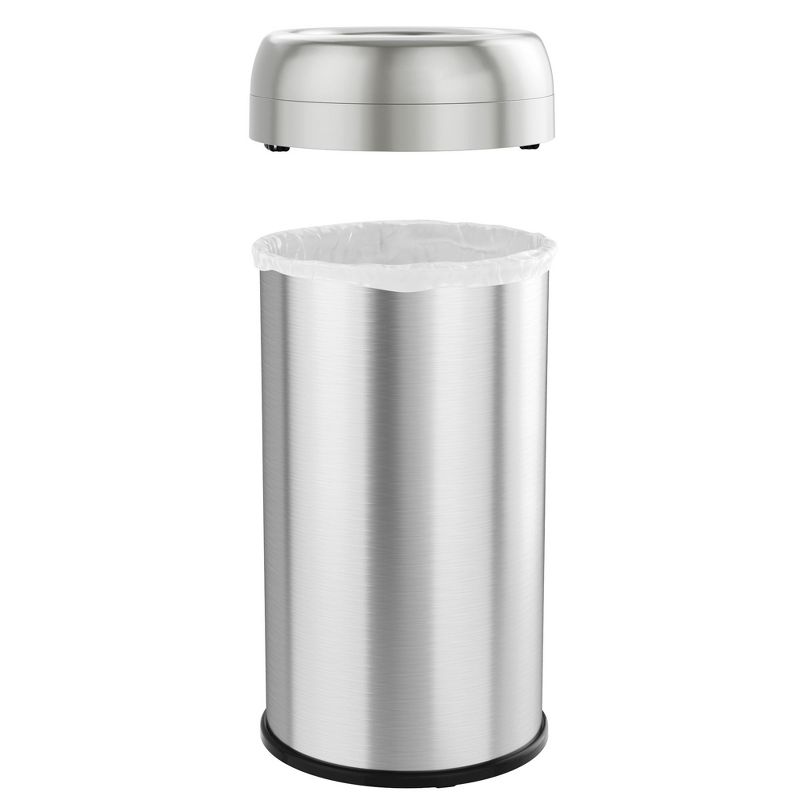 iTouchless Open Top Trash Can with Dual AbsorbX Odor Filters 16 Gallon Round Silver Stainless Steel, 4 of 7