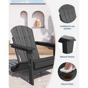 Folding Adirondack Chair, Outdoor Wooden Lounge Chair, Modern Lounger Adirondack Chair Ergonomic Extended Backrest - 1 of 4