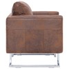 vidaXL Cube Armchair Brown Faux Suede Leather - 4 of 4