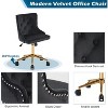 VINGLI Black Velvet Armless Home Office Desk Chair with Gold Base/Wheels, Small Cute Vanity/Makeup Chairk, Upholstered Adjustable Swivel Nail Chair - 4 of 4