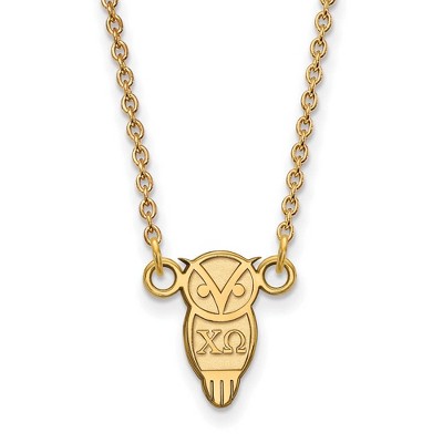 Black Bow Jewelry 14k Yellow Gold Plated Sterling Silver Chi Omega Greek Life Necklace 18 Inch