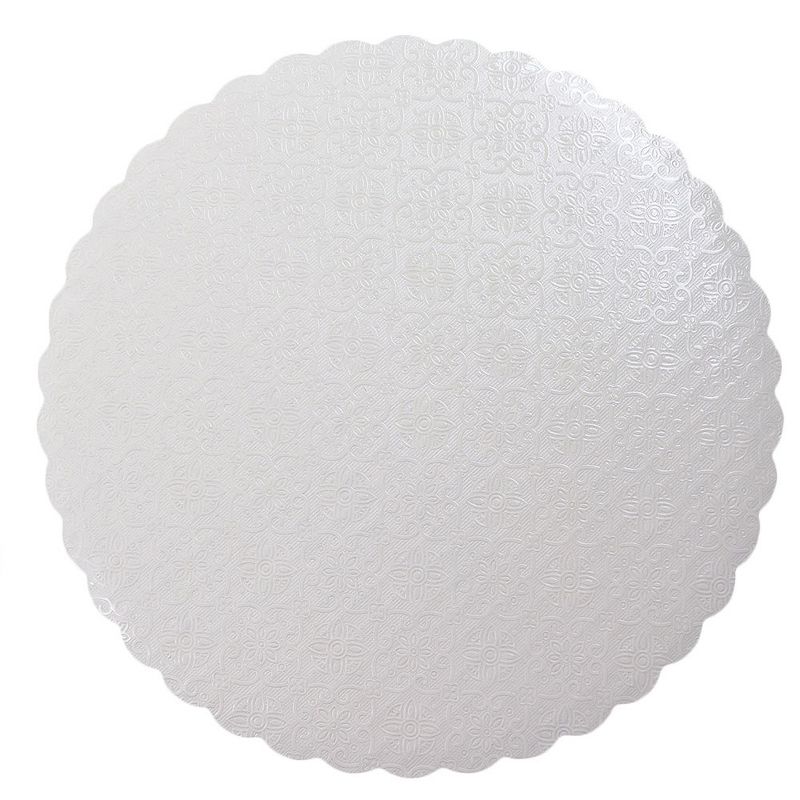 O'Creme White Scalloped Round Cake Board, 12", Pack Of 10, 1 of 3
