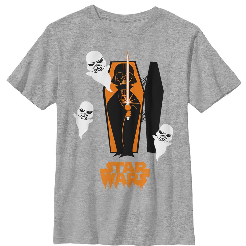 Boy's Star Wars Halloween Darth Vader Coffin T-Shirt, 1 of 5
