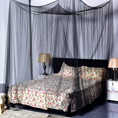 4 Corner Post Bed Canopy Mosquito Net Full Queen King Size Netting Bedding Black