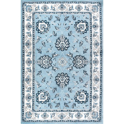 Cherie Sky Blue & Ivory Persian-Inspired Washable Rug 3x5