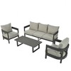 YOOCOZZ 4-Piece Outdoor Patio Seating Set with Thick Iron Frame Chairs, Thick Cushion and Plastic Wood Table - 3 of 4