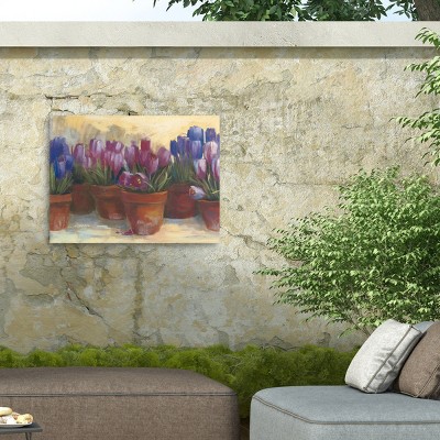 Carol Rowan Spring Crocus Floral Outdoor Canvas Print 14x19