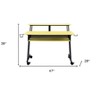 HomeRoots 47" Yellow and Black Computer Desk - 3 of 4