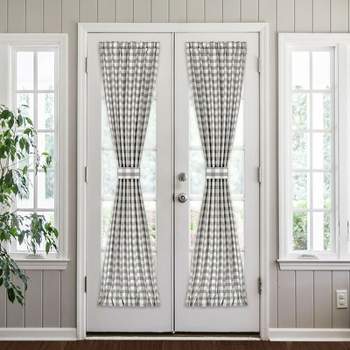 Kate Aurora Plaid Country Farmhouse French Door Curtain Panel With Matching Tieback