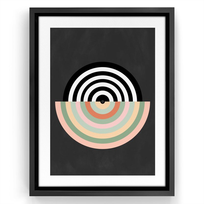 Americanflat - Mid Century Modern Geometric Pink And Green 2 by The Print Republic Floating Canvas Frame - Modern Wall Art Decor, 1 of 7