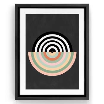 Americanflat - Mid Century Modern Geometric Pink And Green 2 by The Print Republic Floating Canvas Frame - Modern Wall Art Decor