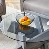 KTMBDW Circular Modern Coffee Table, 33.4-inch Tempered Glass Table Top, Distinctive Design Tea Table with Wood Colored Legs for Living Room - 4 of 4