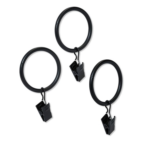 7pk Clip Rings Matte Black Threshold, Target Threshold Curtain Clip Rings