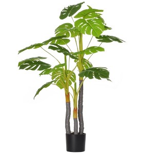 Aghana Digitals 4FT Faux Monstera Tree with 20 Realistic Leaves, PEVA/PE/Cement Indoor Plant in Green 6.80×6.80×47.30 in - 1 of 4