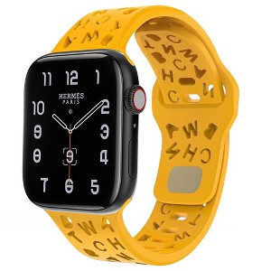 HTUTWOO Compatible with Apple Watch Band, Letter Silicone Sport Strap 38/40/41/42/44/45/46/49mm for iWatch Series 11 10 9 8 7 6 5 4 3 2 1 SE Ultra - 1 of 4