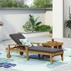 Outdoor Acacia Wood Patio Chaise Lounge Chair,Slat Armless Lounge Chair With Adjustable Seating And Cushions For Poolside Lawn-Coolbibila - 3 of 4
