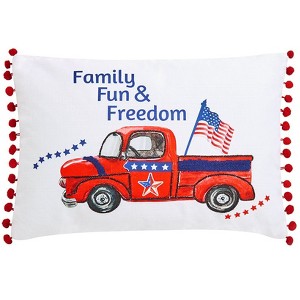 The Lakeside Collection Americana Embroidered Accent Pillows - Family, Fun, Freedom - 1 of 4